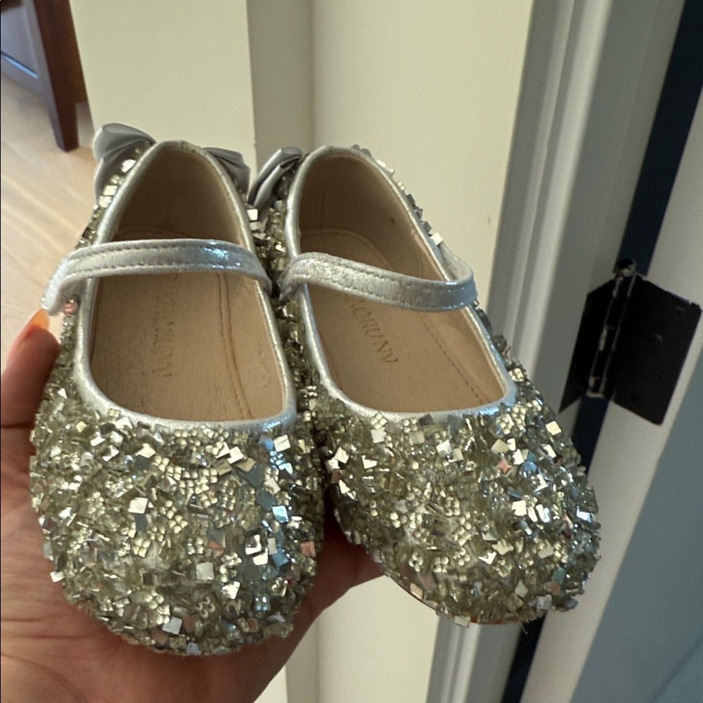 Sparkling Silver Mary Jane Flats